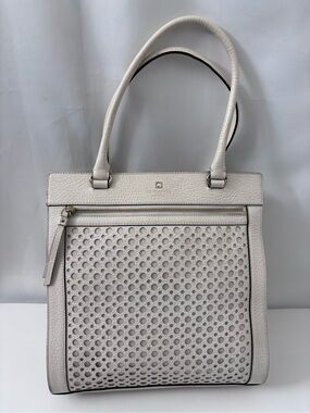 Kate Spade New York Perforated Leather Tote Bag - Off White Pebble Leather